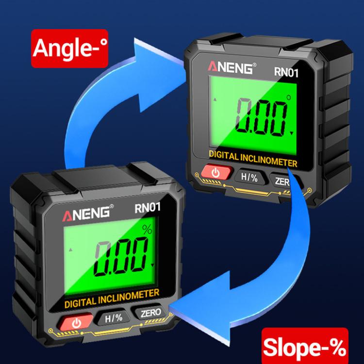 ANENG RN01 Digital Inclinometer Precision Angle Finder With 4-Sided Magnet & Auto-Rotate Screen - Black