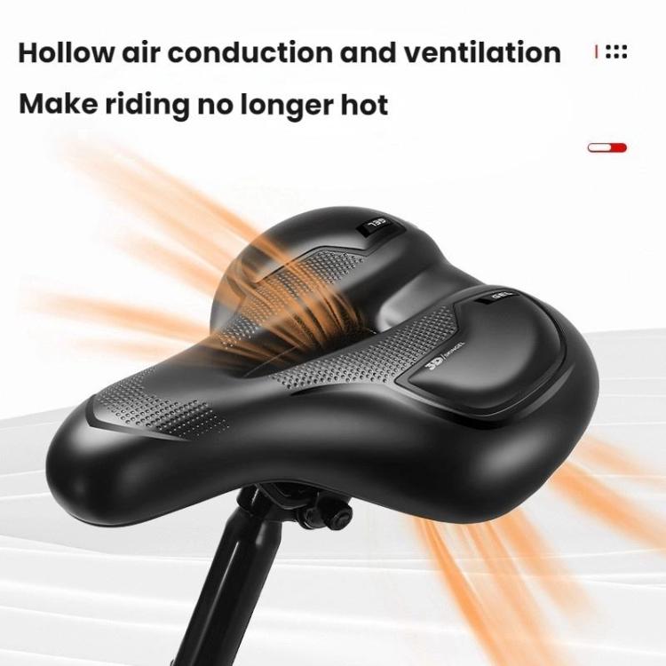 Thickened Universal Bicycle Saddle With Silicone Shock Absorber, Color: Black+USB Rechargeable Taillight - With Tools