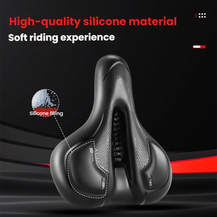 Thickened Universal Bicycle Saddle With Silicone Shock Absorber, Color: Black+USB Rechargeable Taillight - With Tools