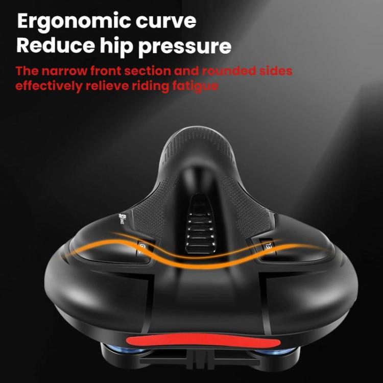 Thickened Universal Bicycle Saddle With Silicone Shock Absorber, Color: Black+USB Rechargeable Taillight - With Tools