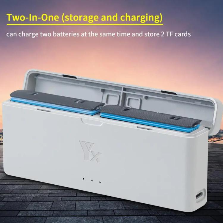 For Insta360 X4 YX 2-Slot Intelligent Charger Battery Charging Hub Storage Case - Gray