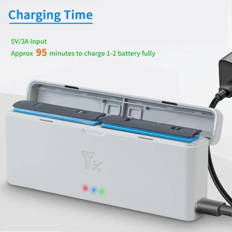 For Insta360 X4 YX 2-Slot Intelligent Charger Battery Charging Hub Storage Case - Gray