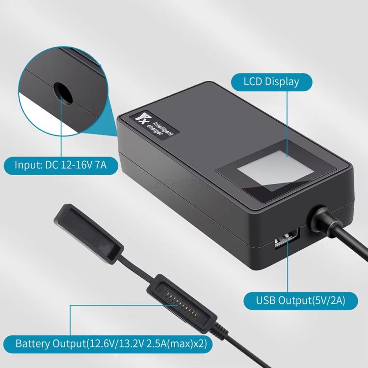 For DJI Mavic Air 2 / Air 2S YX Car Charger with Digital Display Dual-Battery Rapid Charger Hub - Black