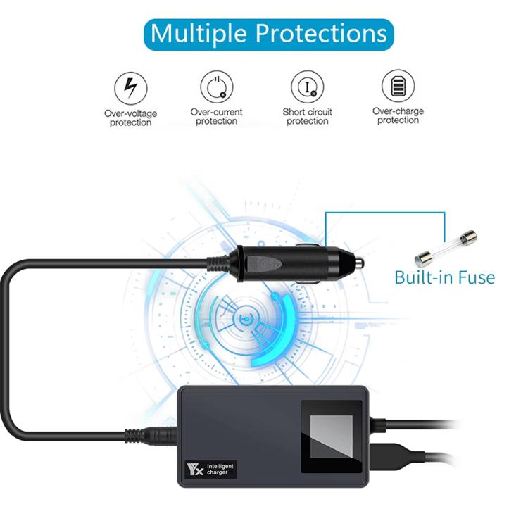 For DJI Mavic Air 2 / Air 2S YX Car Charger with Digital Display Dual-Battery Rapid Charger Hub - Black