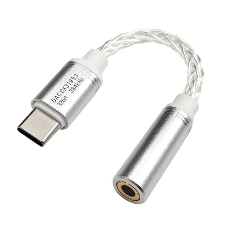 Type-C To 3.5mm Female DAC CX31993 Digital Audio Decoding Conversion Cable HIFI 8-Strand Silver Plated Cable