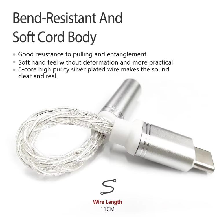 Type-C To 3.5mm Female DAC CX31993 Digital Audio Decoding Conversion Cable HIFI 8-Strand Silver Plated Cable