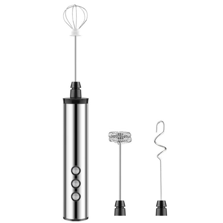 3In1 Portable Rechargeable Handheld Electric Egg Beater Mini Milk Frother For Baking - Stainless Steel