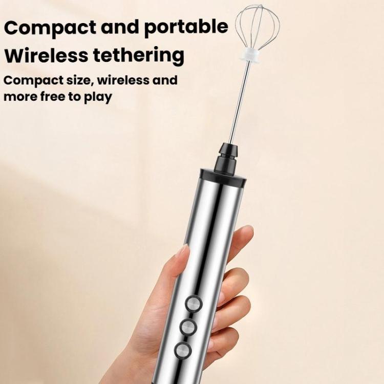 3In1 Portable Rechargeable Handheld Electric Egg Beater Mini Milk Frother For Baking - Stainless Steel