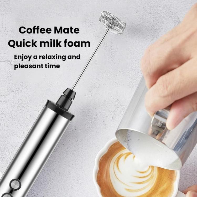 3In1 Portable Rechargeable Handheld Electric Egg Beater Mini Milk Frother For Baking - Stainless Steel