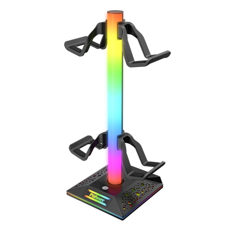 Piifoxer RGB Luminous Headphone Stand Handle Display Stand Charging Expansion Port, Specification: USB 2.0+Type-C