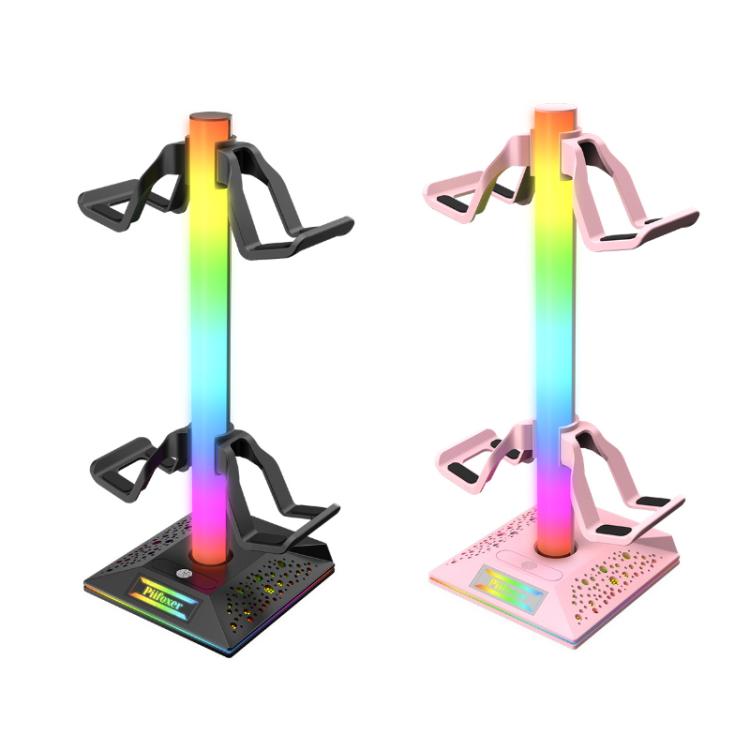 Piifoxer RGB Luminous Headphone Stand Handle Display Stand Charging Expansion Port, Specification: USB 2.0+Type-C