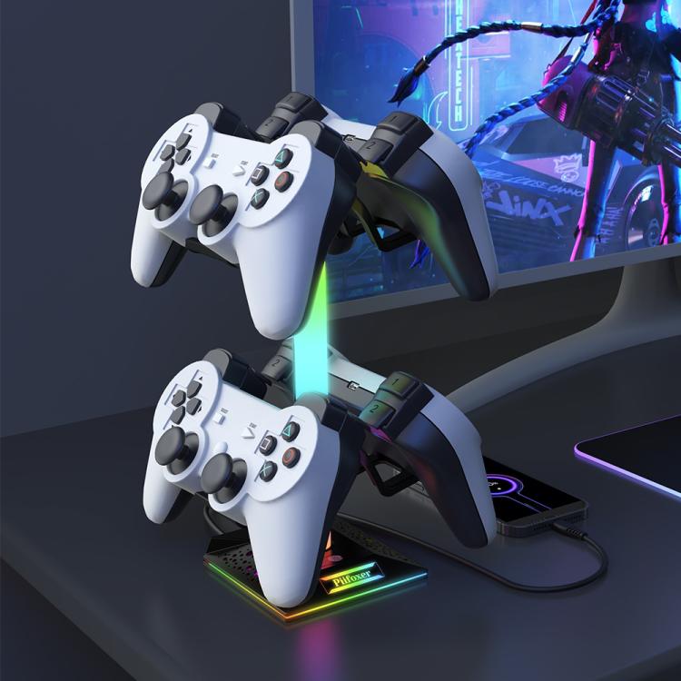 Piifoxer RGB Luminous Headphone Stand Handle Display Stand Charging Expansion Port, Specification: USB 2.0+Type-C
