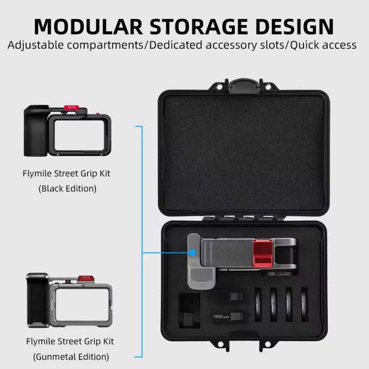 Flymile Carrying Case for DJI Action 5 Pro/4/3 Street Photography Kit Storage Organizer - Black