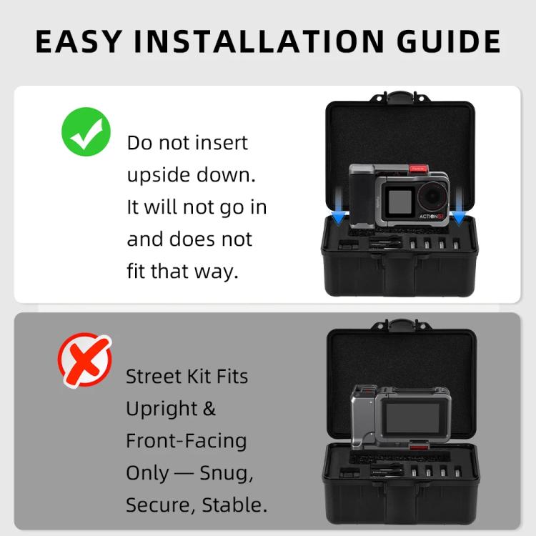 Flymile Carrying Case for DJI Action 5 Pro/4/3 Street Photography Kit Storage Organizer - Black