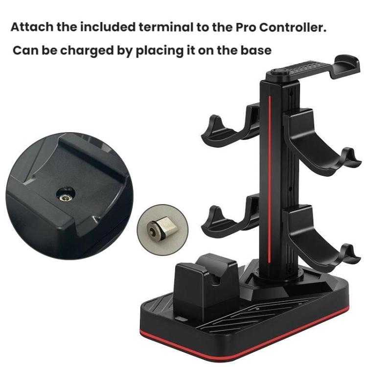 For Nintendo Switch 2 Pro Controller Headphone Storage Rack Charging Base - Black