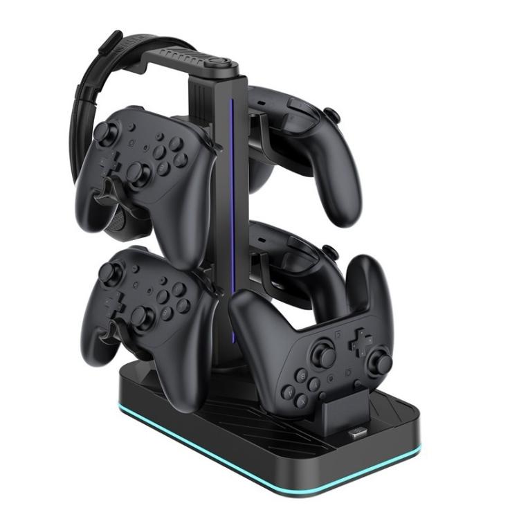 For Nintendo Switch 2 Pro Controller Headphone Storage Rack Charging Base - Black