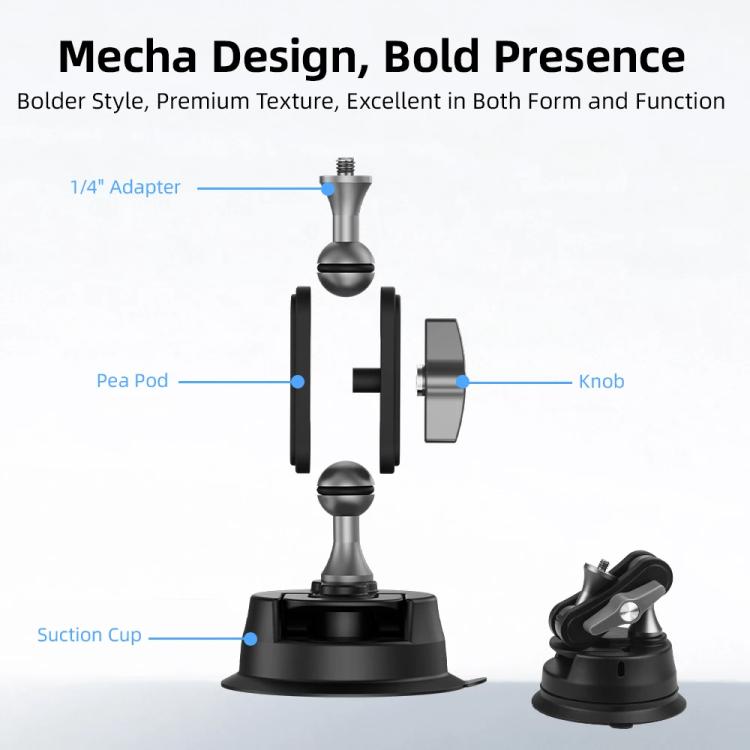Flymile Universal Car Suction Cup Mount for Action Cameras 360-degree Rotatable, Washable and Reusable Dashboard Windshield Holder, Spec: With Extension Rod