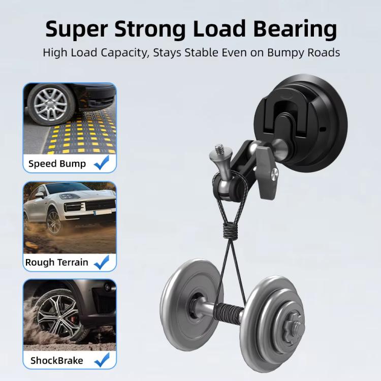 Flymile Universal Car Suction Cup Mount for Action Cameras 360-degree Rotatable, Washable and Reusable Dashboard Windshield Holder, Spec: With Extension Rod