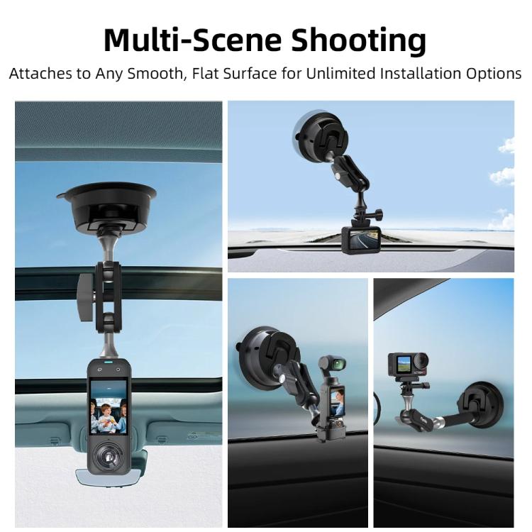 Flymile Universal Car Suction Cup Mount for Action Cameras 360-degree Rotatable, Washable and Reusable Dashboard Windshield Holder, Spec: Only  Mount