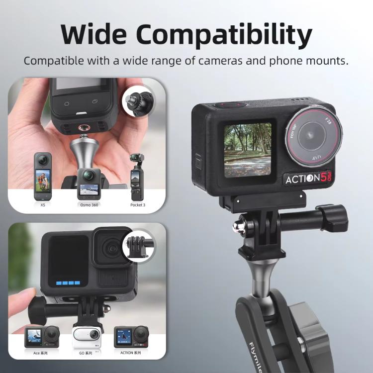Flymile Universal Car Suction Cup Mount for Action Cameras 360-degree Rotatable, Washable and Reusable Dashboard Windshield Holder, Spec: With Extension Rod