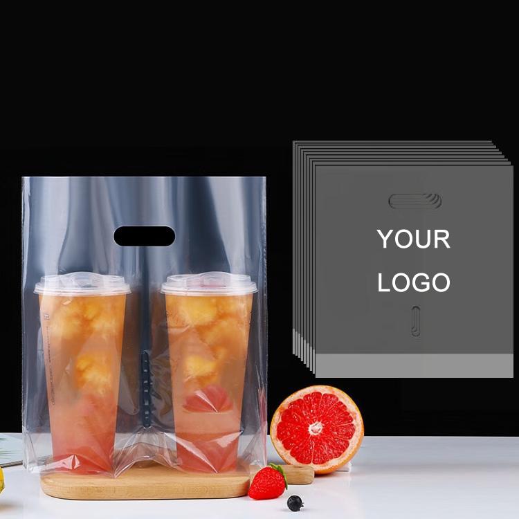 Milk Tea Coffee Disposable Takeout Bags, 100 bags in one package 90mm Double Cup 700ml