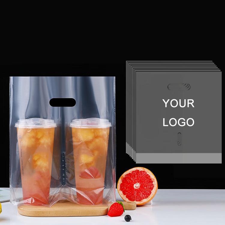 Milk Tea Coffee Disposable Takeout Bags, 100 bags in one package 98mm Double Cup 700ml