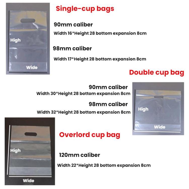 Milk Tea Coffee Disposable Takeout Bags, 100 bags in one package 98mm Double Cup 700ml