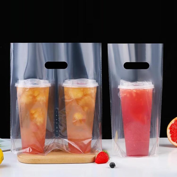 Milk Tea Coffee Disposable Takeout Bags, 100 bags in one package 90mm Double Cup 700ml