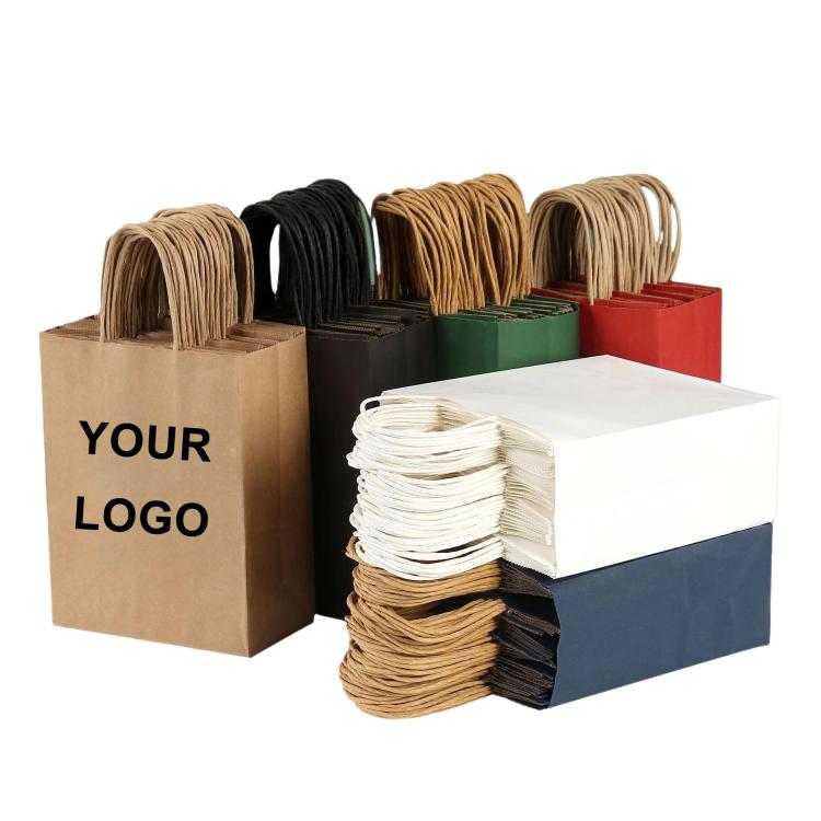 Kraft Paper Takeout Bags With Handles, Size: 40.5x13x31cm, White, 50bags In One Package