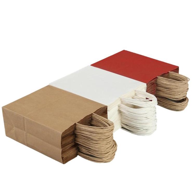 Kraft Paper Takeout Bags With Handles, Size: 13x7x14.5cm, White, 50bags In One Package