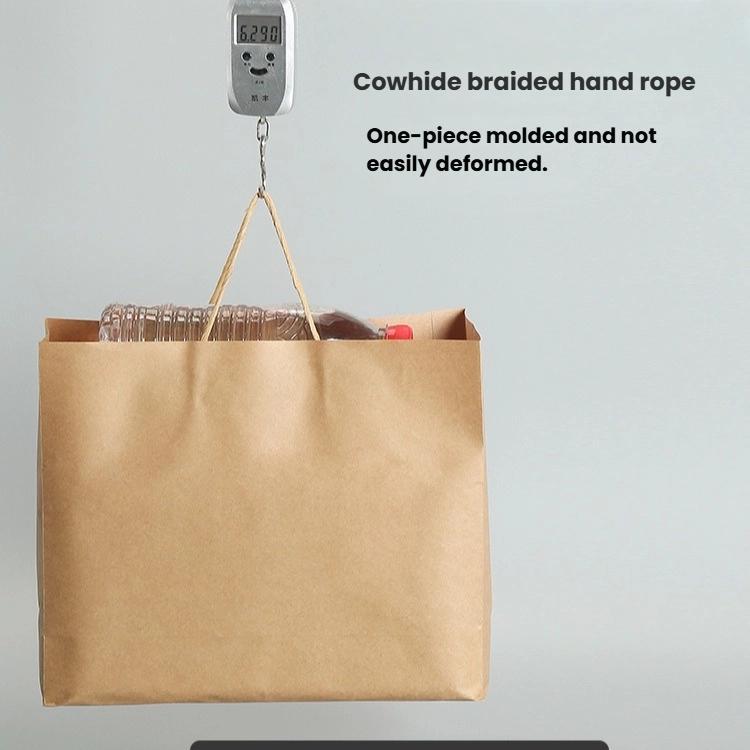 Kraft Paper Takeout Bags With Handles, Size: 21x11x27cm, White, 50bags In One Package