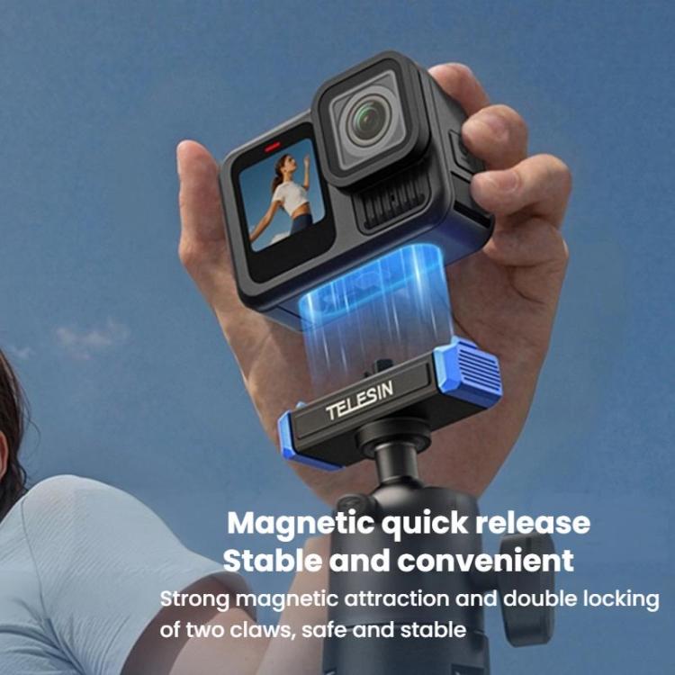 For GoPro HERO13 Black TELESIN S1-MNP-14-TGP 17-40cm Retractable Quick-Release Mini Selfie Stick Handheld Desktop Tripod - Black