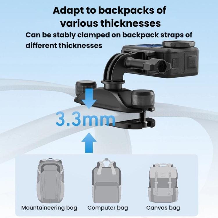 TELESIN S3-JFM-03-TDJ Backpack Quick-Release Mount Universal Backpack Clip For Action Cameras - Black