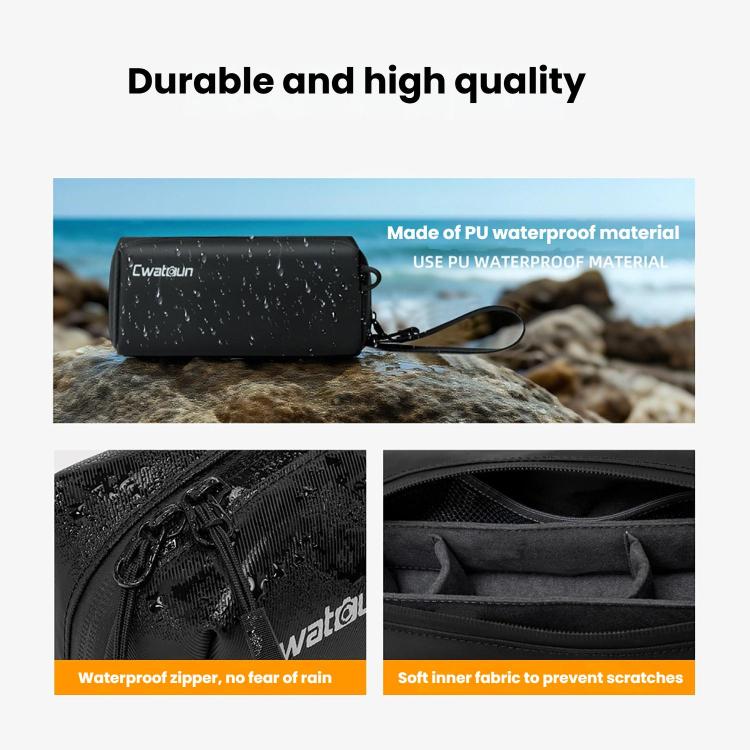 For DJI Osmo Pocket 3 Cwatcun D240 Small Storage Bag Crossbody Portable Waterproof Sports Camera Bag - Black