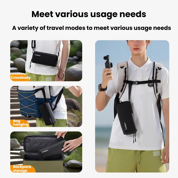 For DJI Osmo Pocket 3 Cwatcun D240 Small Storage Bag Crossbody Portable Waterproof Sports Camera Bag - Black