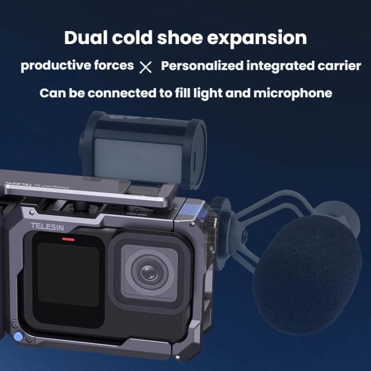 TELESIN Camera Grip Kit For GoPro HERO9 Black / HERO10 Black / HERO11 Black / HERO12 Black / HERO13 Black, Spec: With Camera Cage