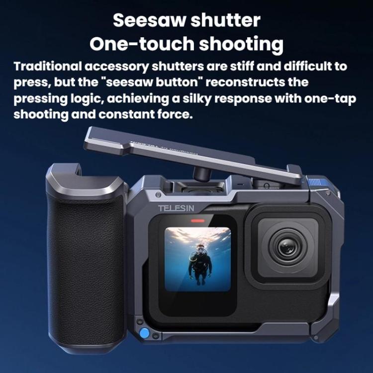 TELESIN Camera Grip Kit For GoPro HERO9 Black / HERO10 Black / HERO11 Black / HERO12 Black / HERO13 Black, Spec: Without Camera Cage