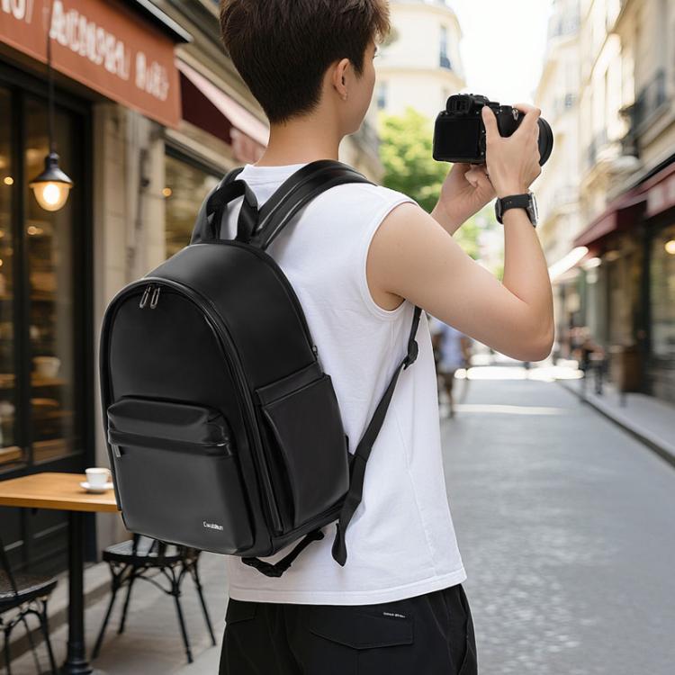 Cwatcun D125 Medium Shoulder Camera Bag Waterproof Casual Photography Backpack - Black