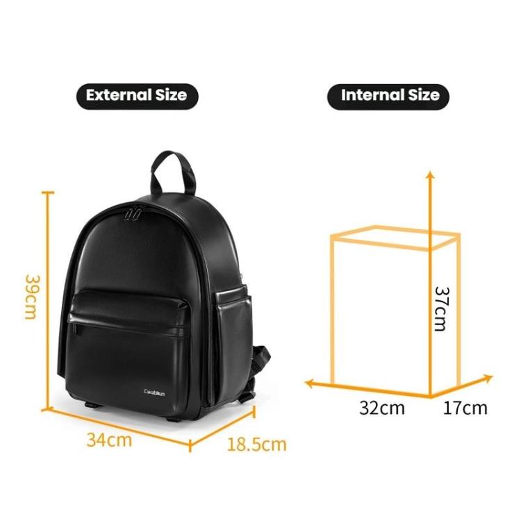 Cwatcun D125 Medium Shoulder Camera Bag Waterproof Casual Photography Backpack - Black