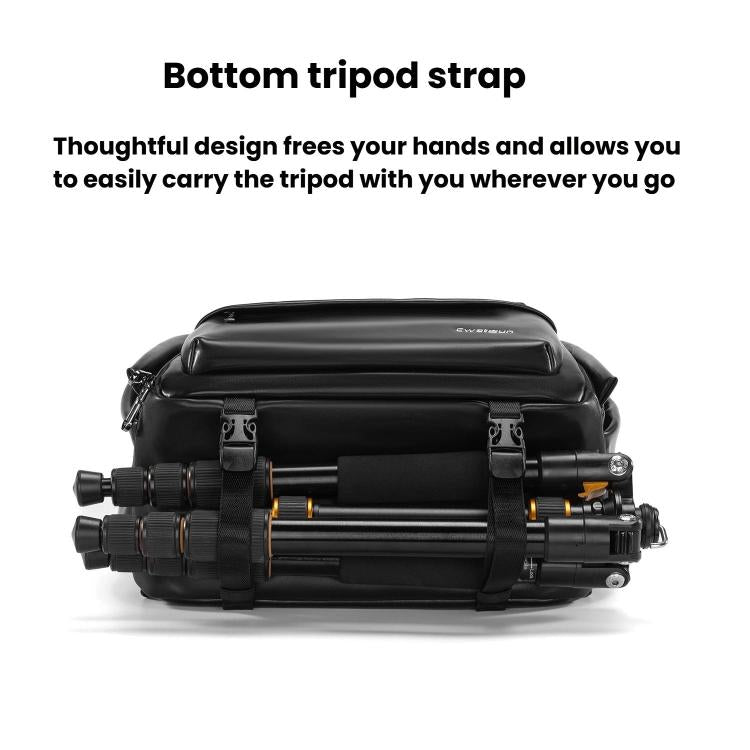 Cwatcun D125 Medium Shoulder Camera Bag Waterproof Casual Photography Backpack - Black