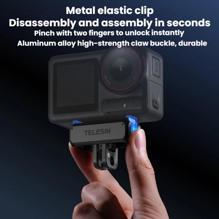 For DJI Osmo Action 3 / 4 / 5 Pro TELESIN Magnetic Adapter Mount - Black