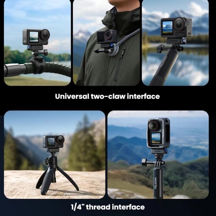 For DJI Osmo Action 3 / 4 / 5 Pro TELESIN Magnetic Adapter Mount - Black