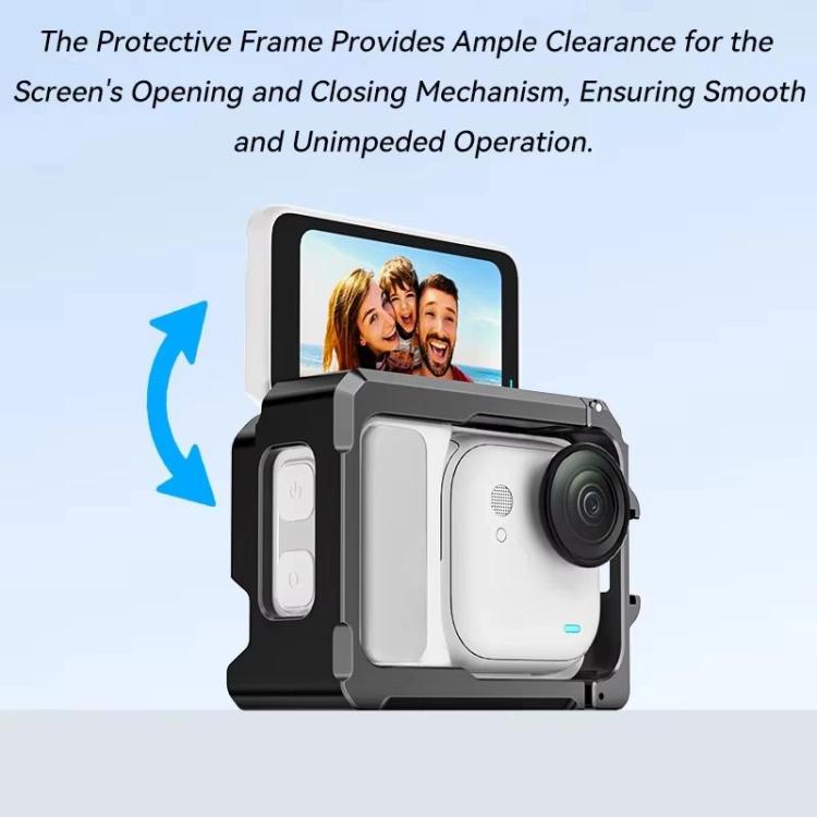 For Insta360 GO Ultra Aluminum Alloy Cage with Dual Cold Shoe Mount Shockproof Protective Frame - Black