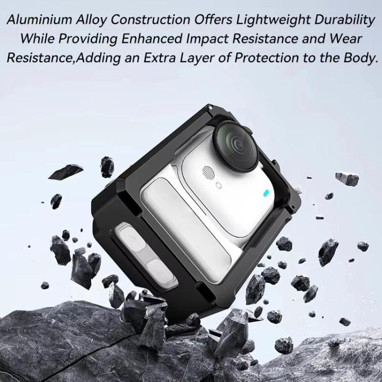 For Insta360 GO Ultra Aluminum Alloy Cage with Dual Cold Shoe Mount Shockproof Protective Frame - Black