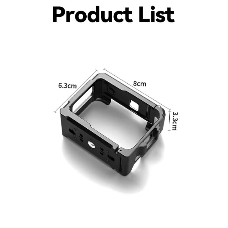 For Insta360 GO Ultra Aluminum Alloy Cage with Dual Cold Shoe Mount Shockproof Protective Frame - Black