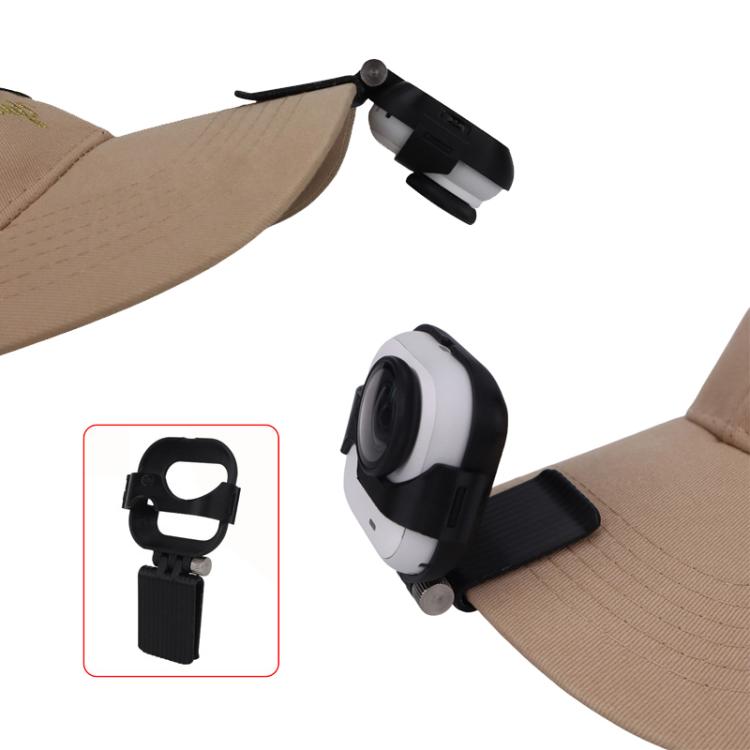 For Insta360 GO Ultra Hat Mount Clip Adjustable Cap Brim Fixing Bracket For First-Person Perspective Filming - Black