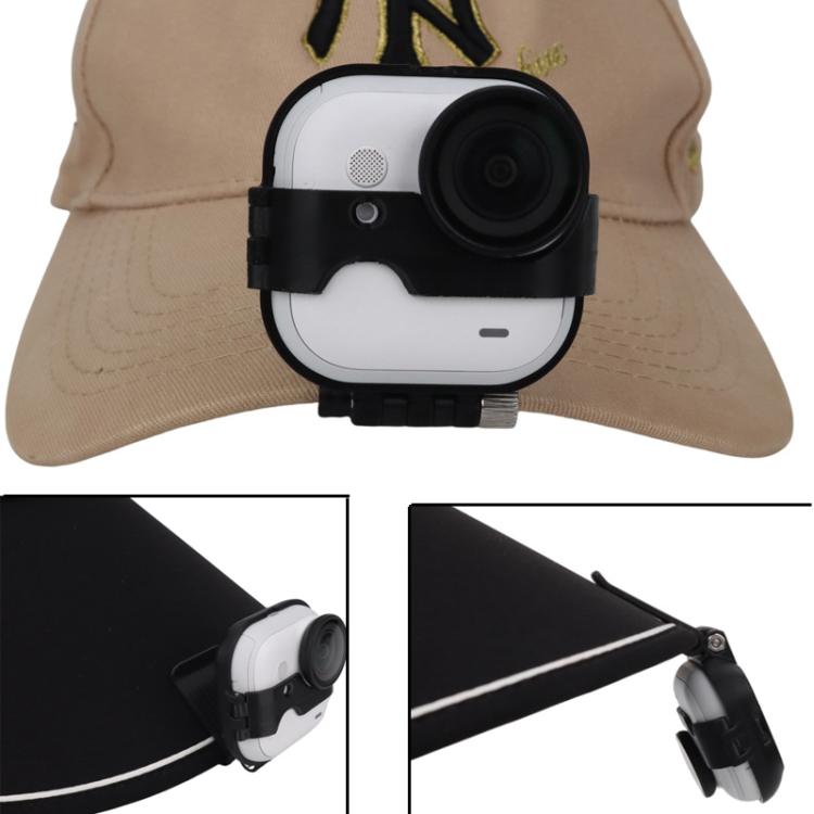For Insta360 GO Ultra Hat Mount Clip Adjustable Cap Brim Fixing Bracket For First-Person Perspective Filming - Black