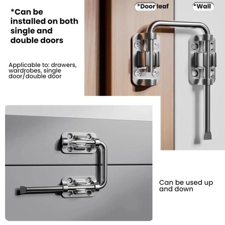 Thickened Anti-Theft Surface-Mount Interior Latch For Doors And Windows, Specification: Steel Screw-mounted