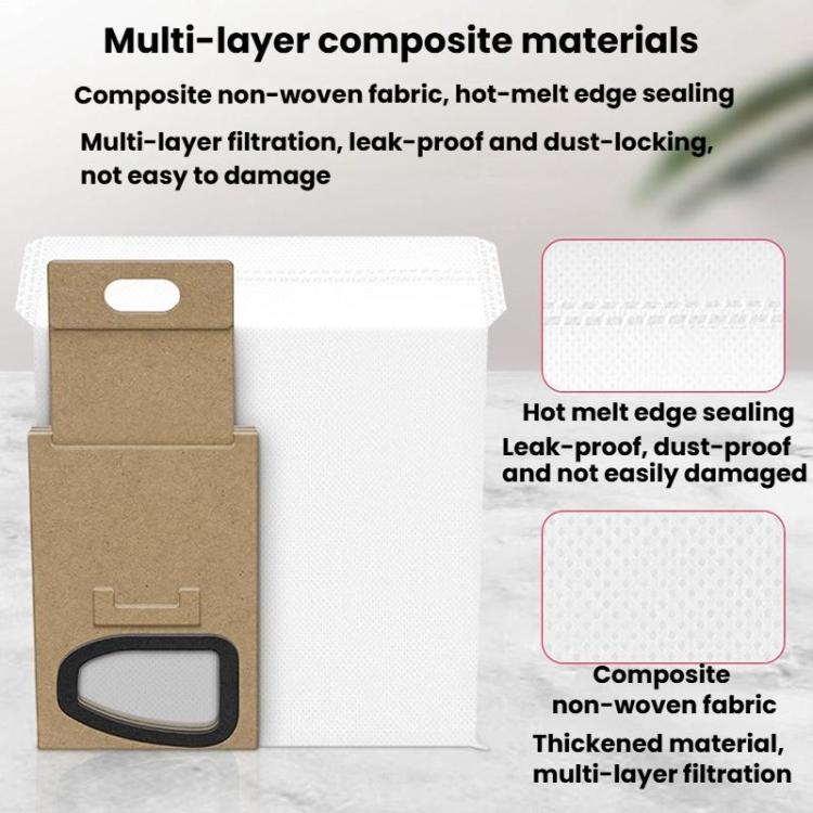 For Roborock H5 / H6 / H7 Handheld Cordless Vacuum Cleaner 3pcs Dust Bag Vacuum Cleaner Accessories Consumables - White