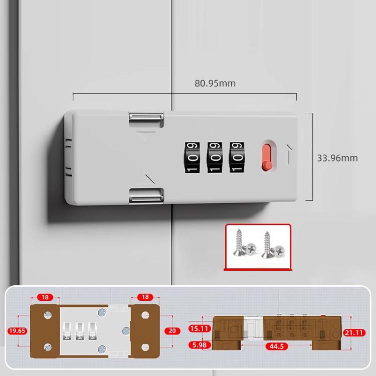 Screw-Mounted Door Latch With Built-In Latch Combination Lock, Color: Flat White